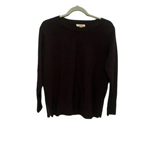 roz & Ali black crew neck sweater size medium side zip accent